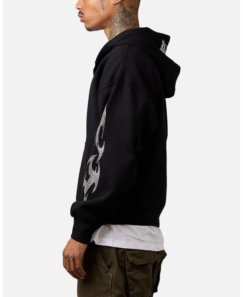 Men's Rave Quarter-Zip Rhinestone Hoodie