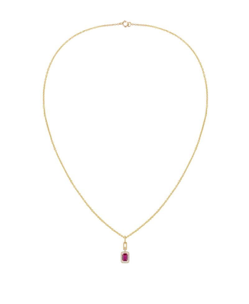 Lab Grown Emerald (3/4 ct. t.w.) & Lab Grown White Sapphire (1/5 ct. t.w.) Necklace in 14k Gold Over Sterling Silver (Also Available in Multi-Stones)