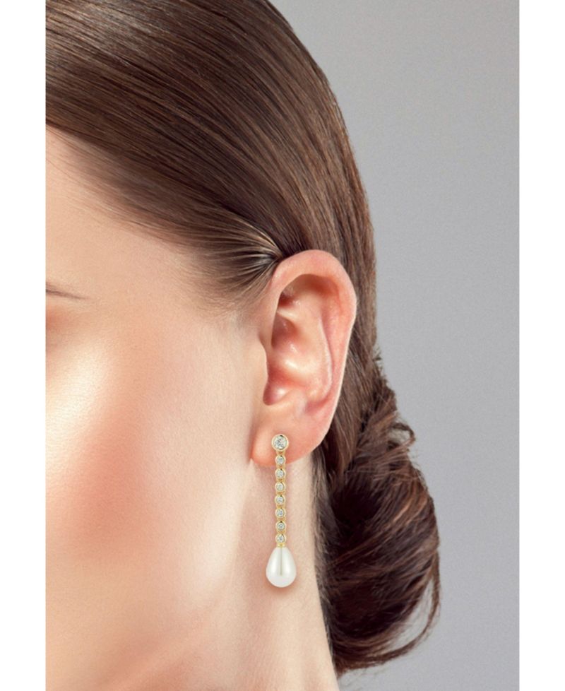 Sterling Tennis Pearl Drop Earrings