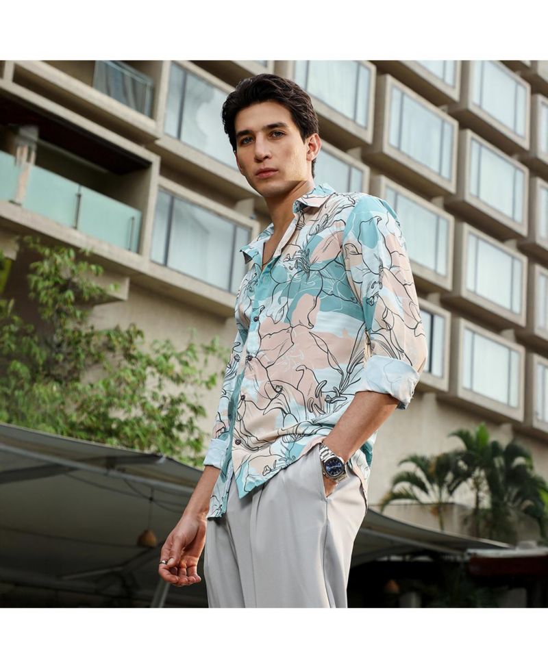 Men's Botanical-Outline Imprint Shirt
