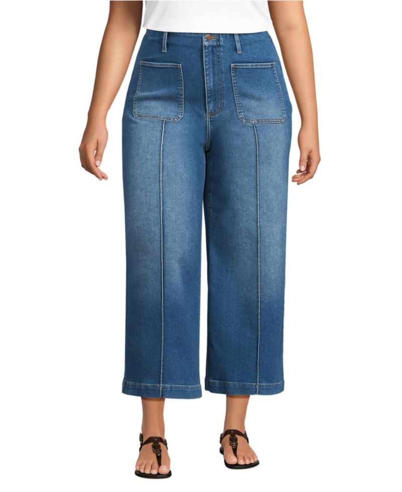 Women's Recover Denim High Rise Patch Pocket Extra Wide Leg Crop Jeans