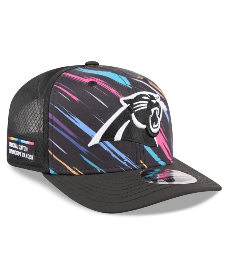 Men's Black Carolina Panthers 2026 NFL Cruical Catch 9SEVENTY Adjustable Trucker Hat