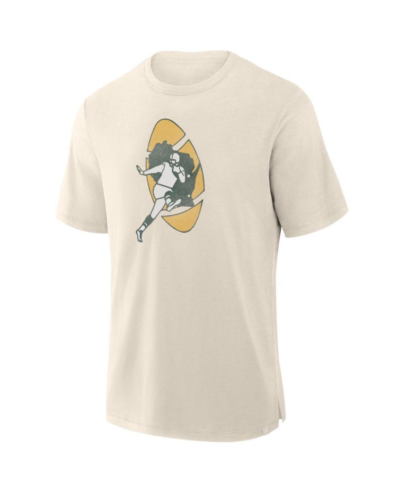 Men's Cream Green Bay Packers Slub T-Shirt