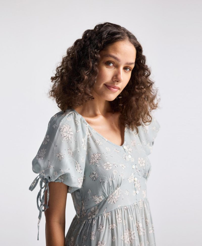 Women's Puff Sleeve Midi Dress
