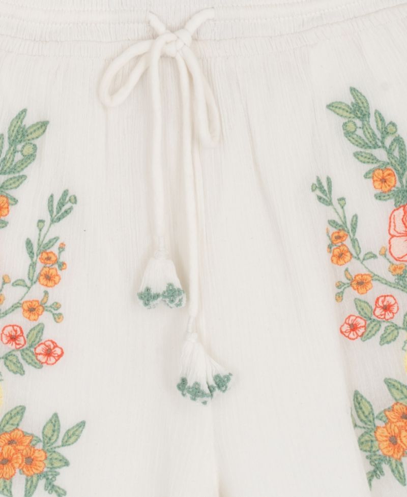 Girls' 7-16 Floral Embroidered Top and Shorts, 2-Piece Set