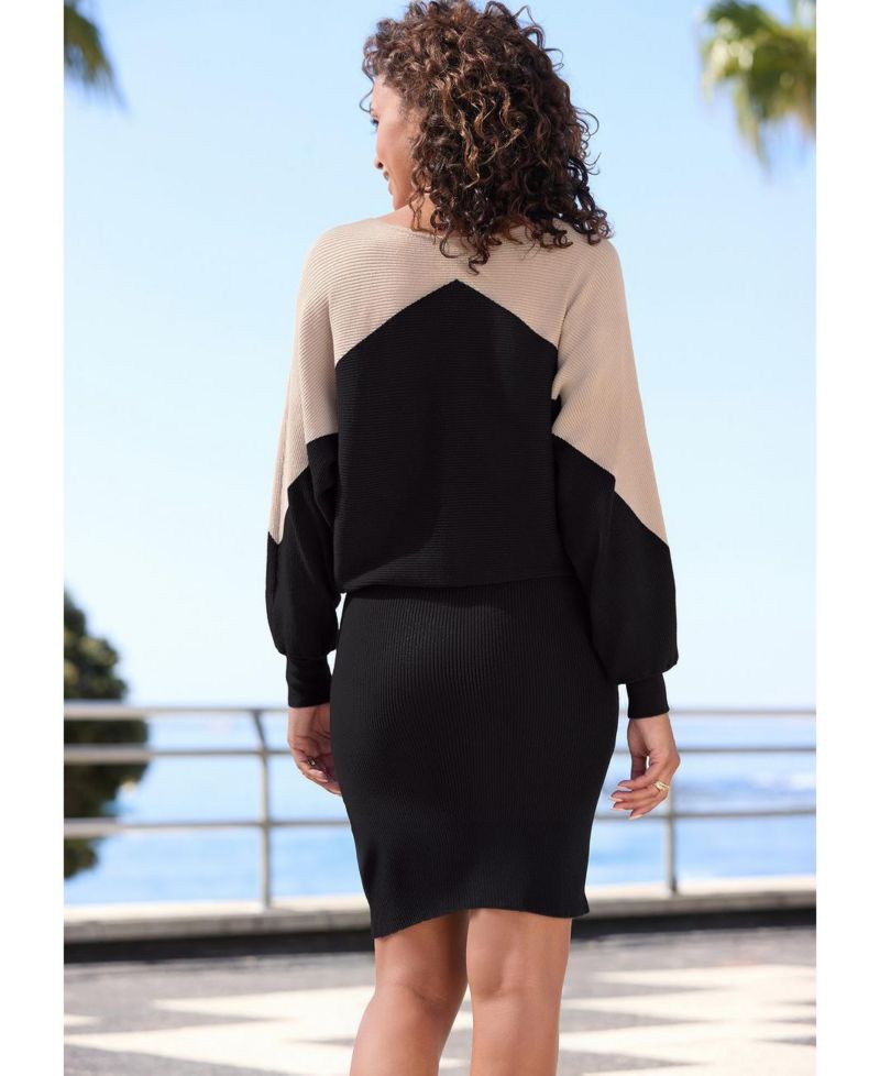 Women's Color-Block Ribbed-Knit Short Dress