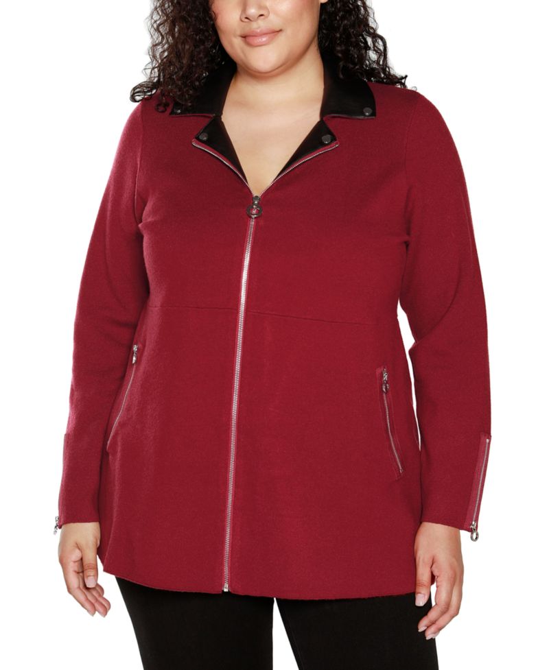 Plus Size Black Label Collared Sweater Jacket