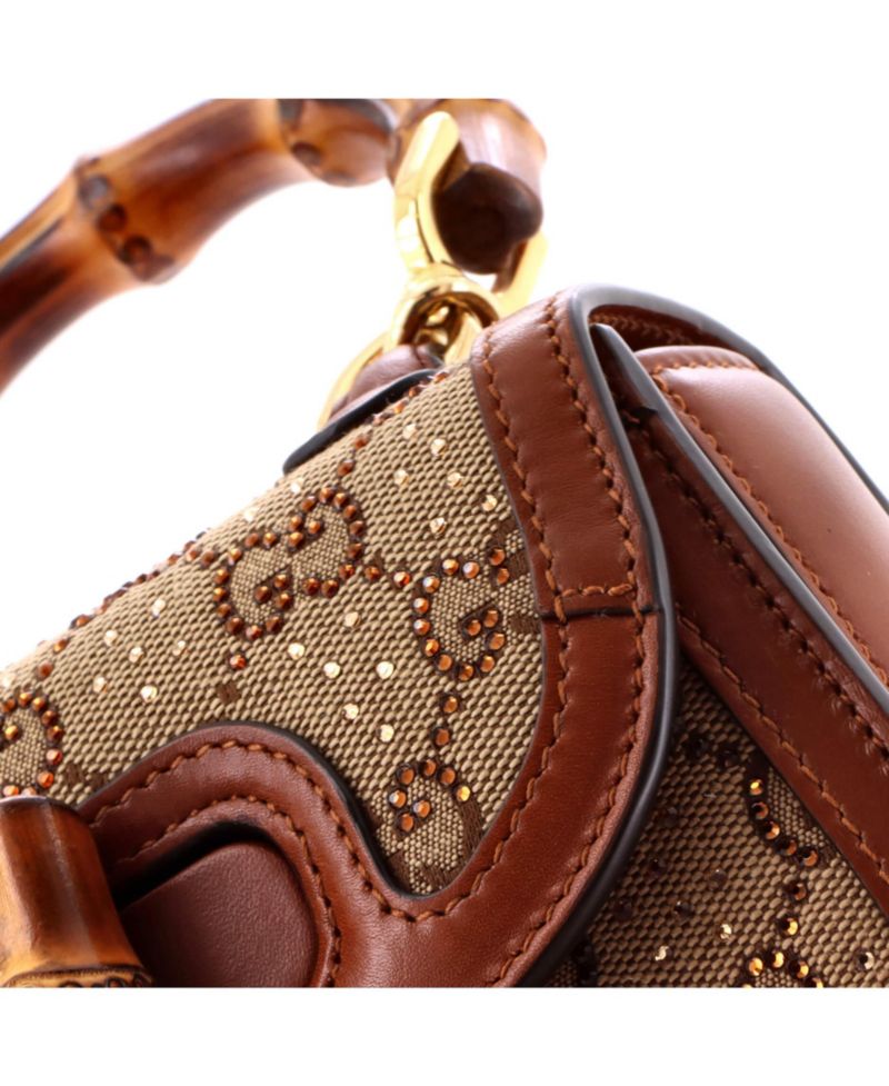 Mini Bamboo 1947 Top Handle Bag Crystal Embellished GG Canvas