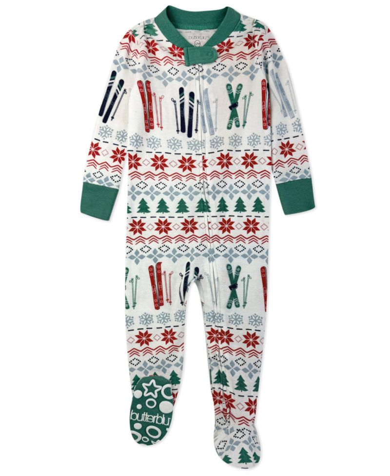 Baby Boys' and Baby Girls' Festive Holiday Print Footed Pajama