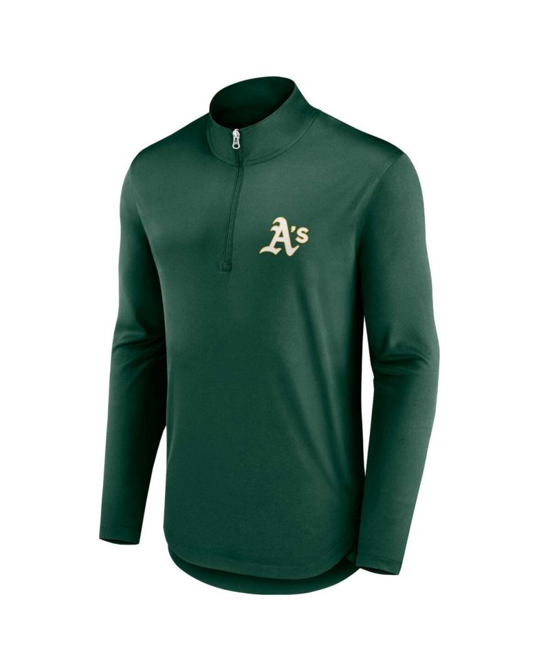 Men's Green Oakland Athletics Quarterback Quarter-Zip Top