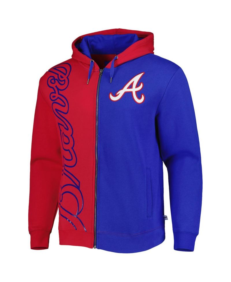 Men's Red, Royal Atlanta Braves Fleece Full-Zip Hoodie