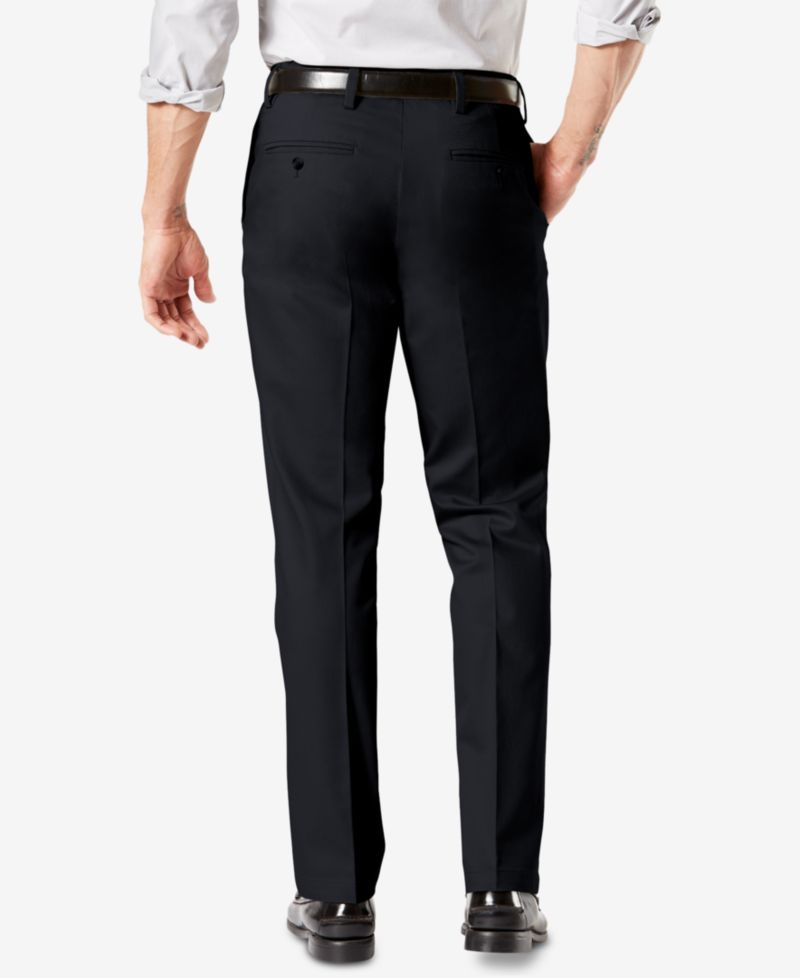 Men's Signature Lux Cotton Straight Fit Creased Stretch Khaki Pants