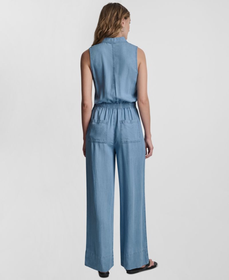 Petite Sleeveless Collared Jumpsuit