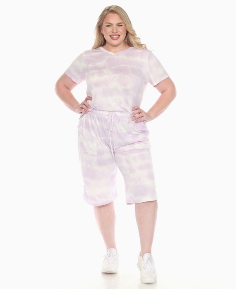 Plus Size Short Sleeve and Capri Lounge Set
