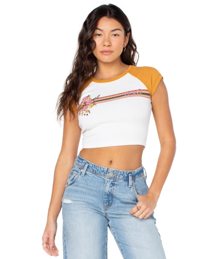 Women's Retro Heritage Striped Ribbed Cropped Top