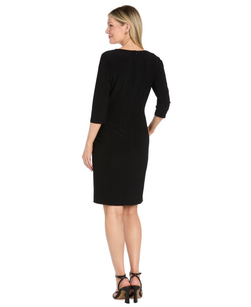 Petite Boat Neck Buckle Sheath Dress