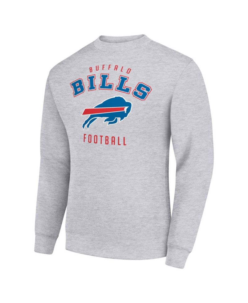 Men's Heather Gray Buffalo Bills Team Logo Pullover Sweatshirt