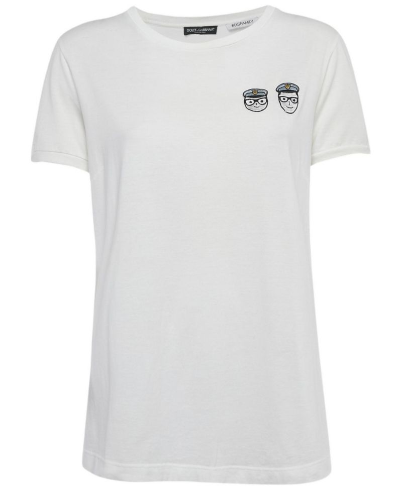 Women's White Applique Cotton T-Shirt