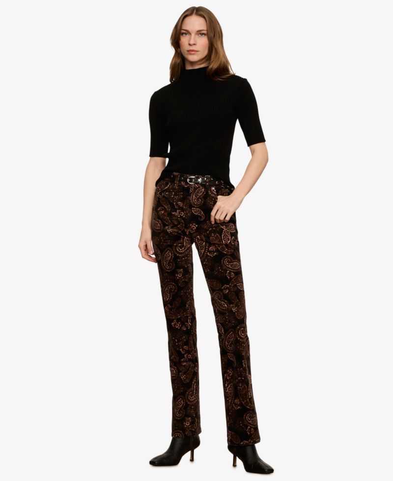 Petite Play Date Velvet-Paisley Bootcut Pants