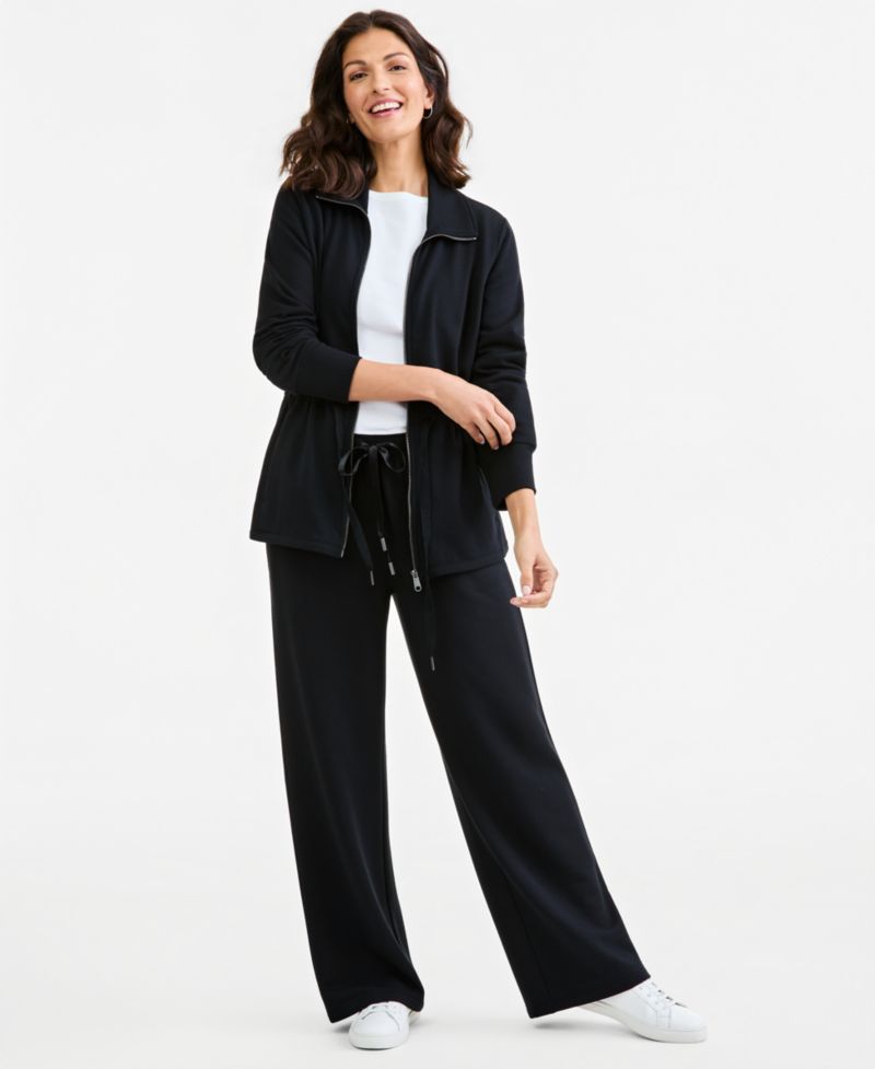 Petite Luxlounge Completer Collared Long-Sleeve Zip-Front Top
