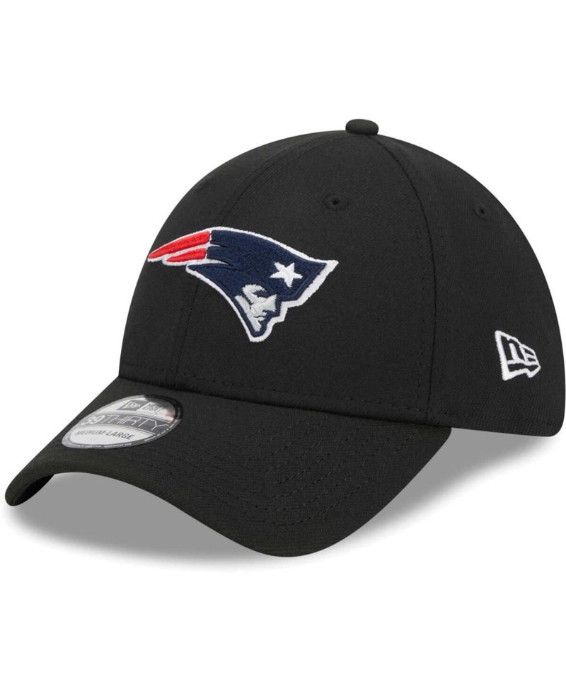 Men's Black New England Patriots Main 39THIRTY Flex Hat