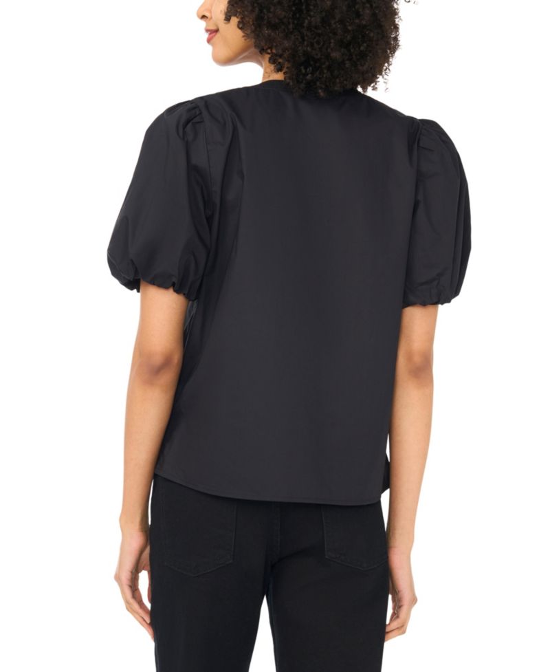 Women's Organdy Short-Sleeve Puff Blouse