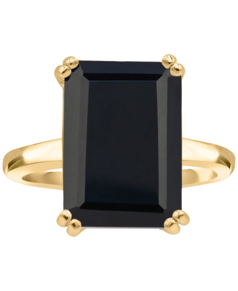 Gemstone Emerald-Cut Statement Ring in 14k Gold-Plated Sterling Silver (Also in White Quartz & Black Onyx)