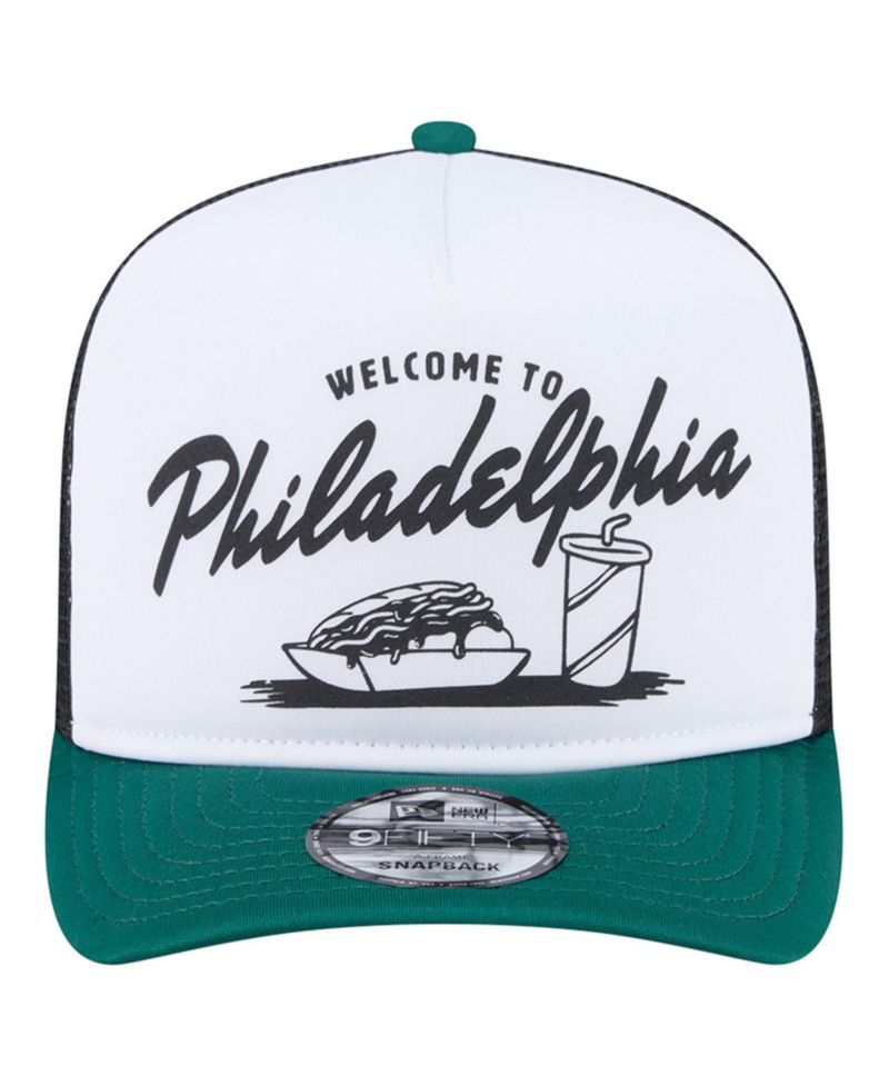 Men's White/Midnight Green Philadelphia Eagles Foodie 9FIFTY A-Frame Trucker Snapback Hat