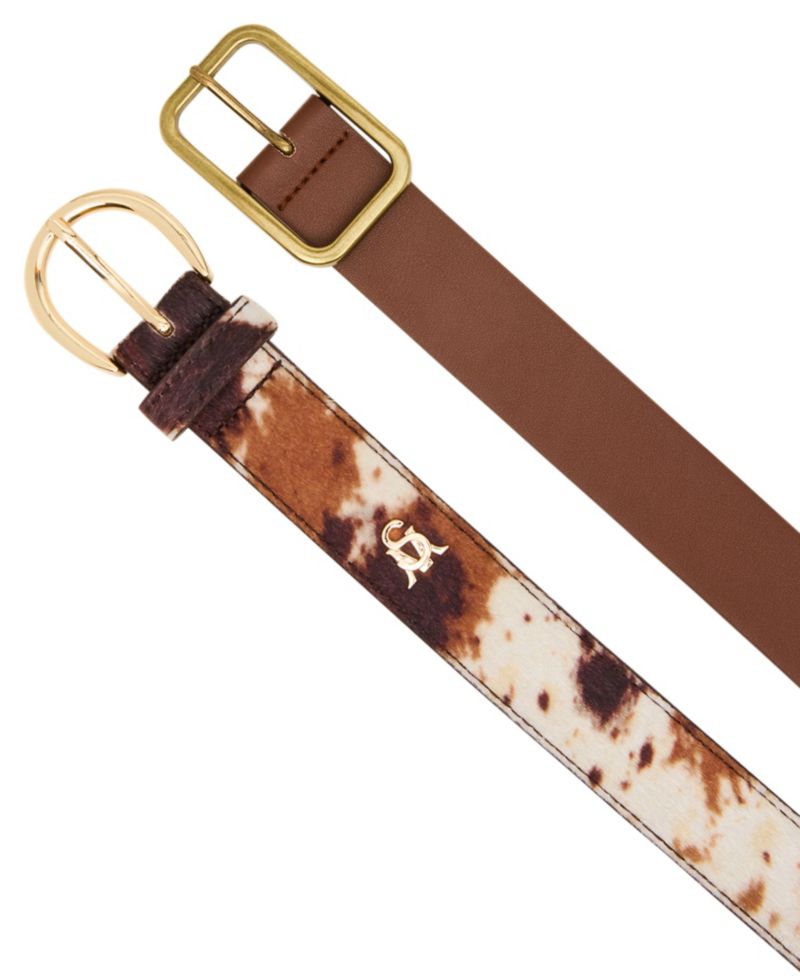Glossy Rectangular 2-Pack Buckle Belt Set