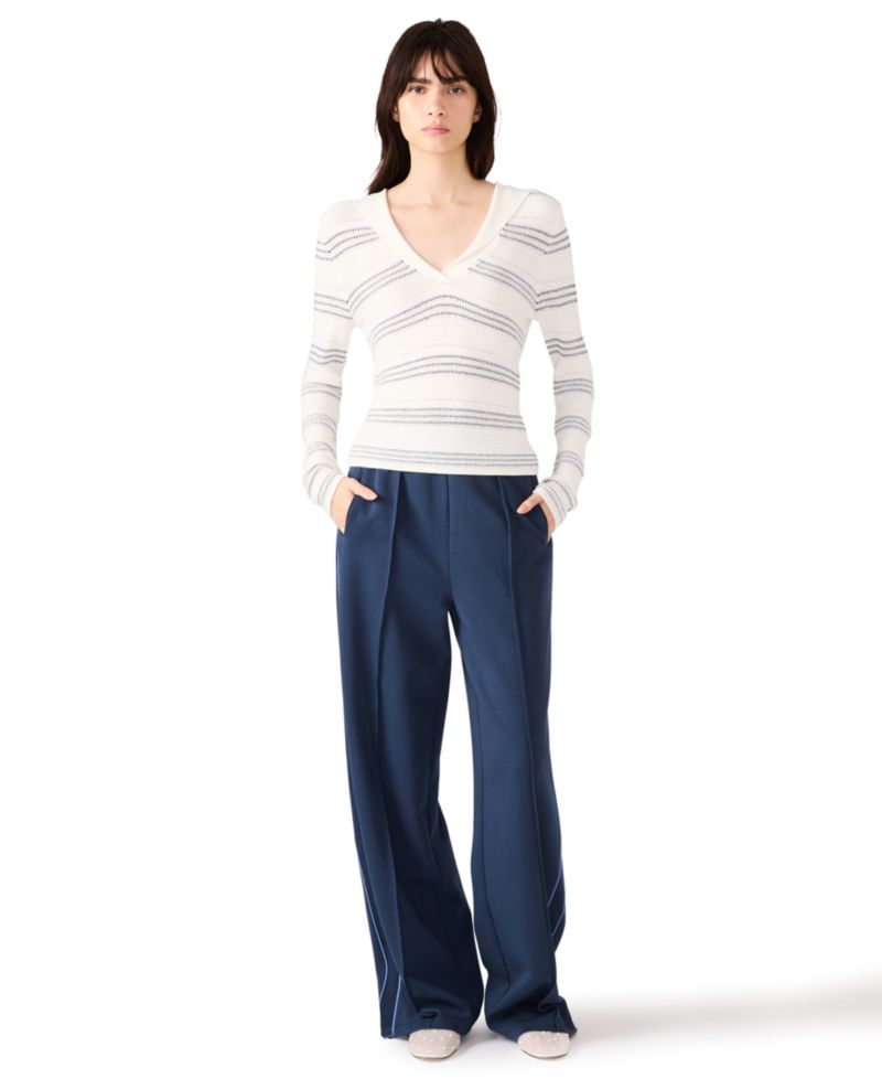 Women's V-Neck Stripe Sweater
