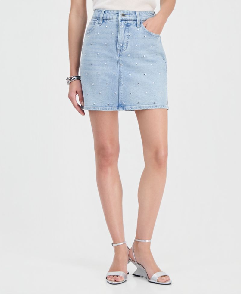 Women's Studded Denim Mini Skirt