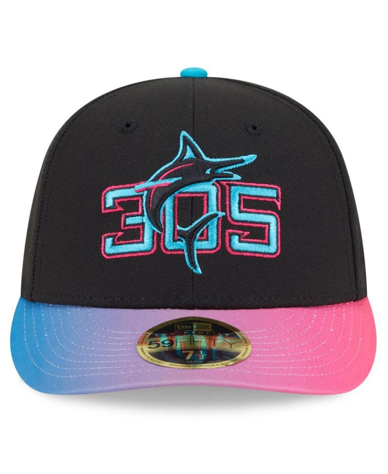 Men's Black/Pink Miami Marlins 2025 City Connect Low Profile 59FIFTY Fitted Hat