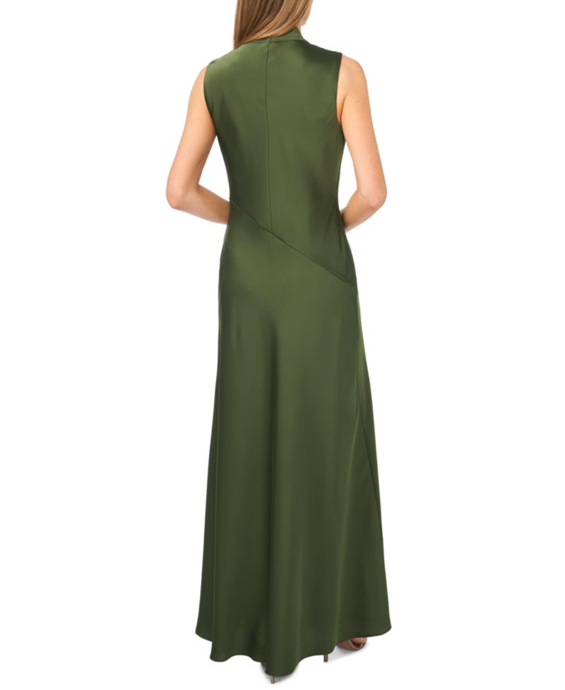 Women's Sleeveless Cowl Neck Scarf-Tie Maxi Dress