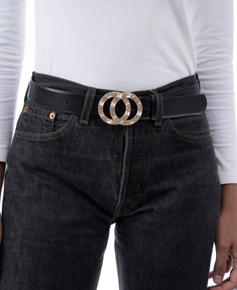 Double-Circle Rhinestone Belt