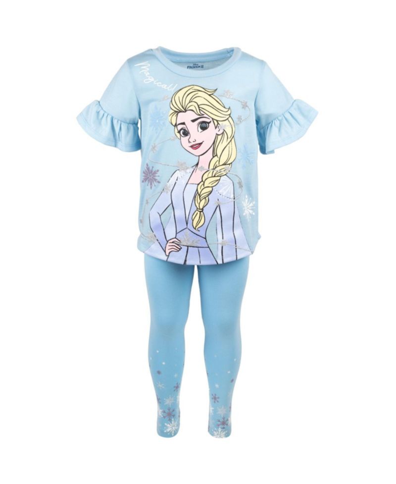 Girls Princess Moana Mermaid Floral T-Shirt and Leggings Outfit Set to