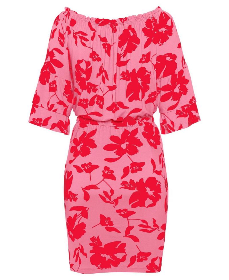 Women's Viscose Floral Print Off Shoulder Multiway Short Dress