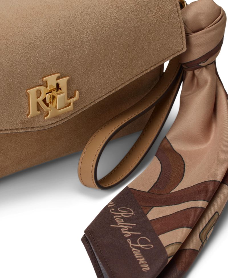 Scarf Trim Suede Small Crossbody Bag
