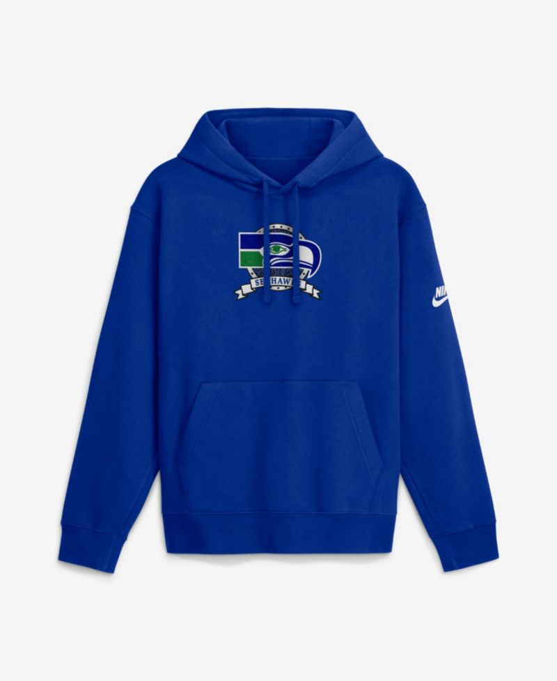 Men's Royal Seattle Seahawks Short Pass Rewind Club Fleece Hoodie