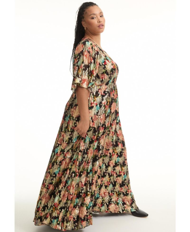 Women's June and Vie Metallic Printed Maxi Dress