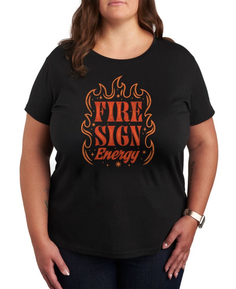Fire Sign Energy Plus Size Graphic T-Shirt