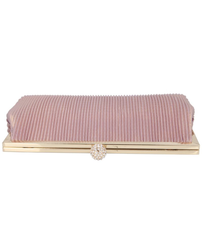 Women's Pleated Metallic Frame Clutch