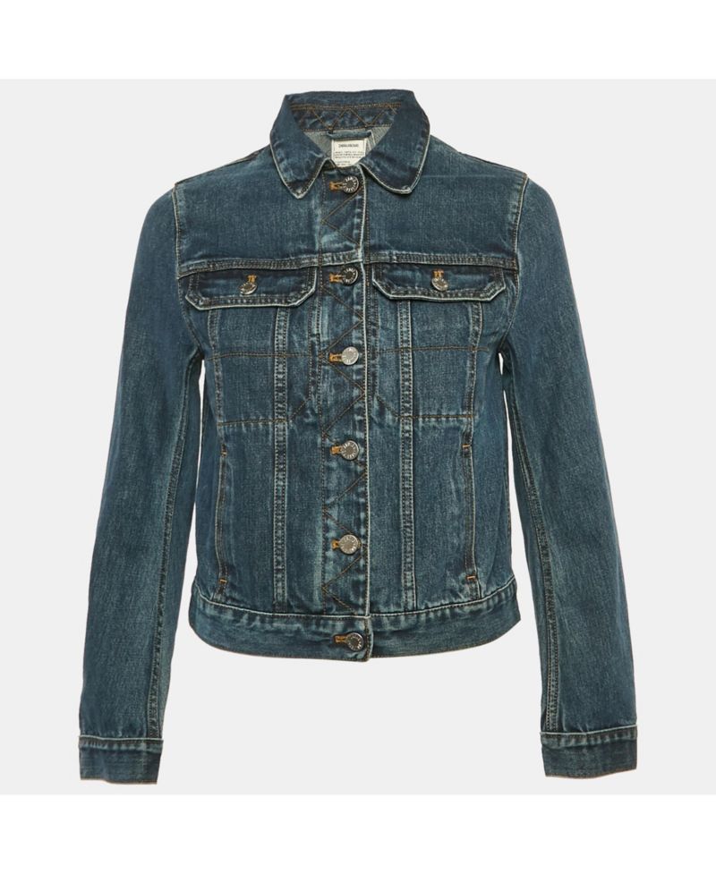 Women's Pre-Owned Zadig and Voltaire Blue Denim Button Front Kioky Art Jacket