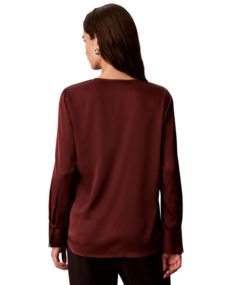 Women's Matte Satin Long-Sleeve Blouse