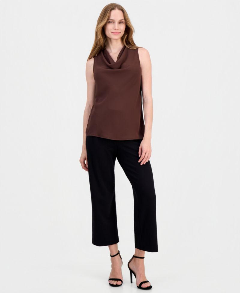 Petite Cowl Neck Sleeveless Blouse