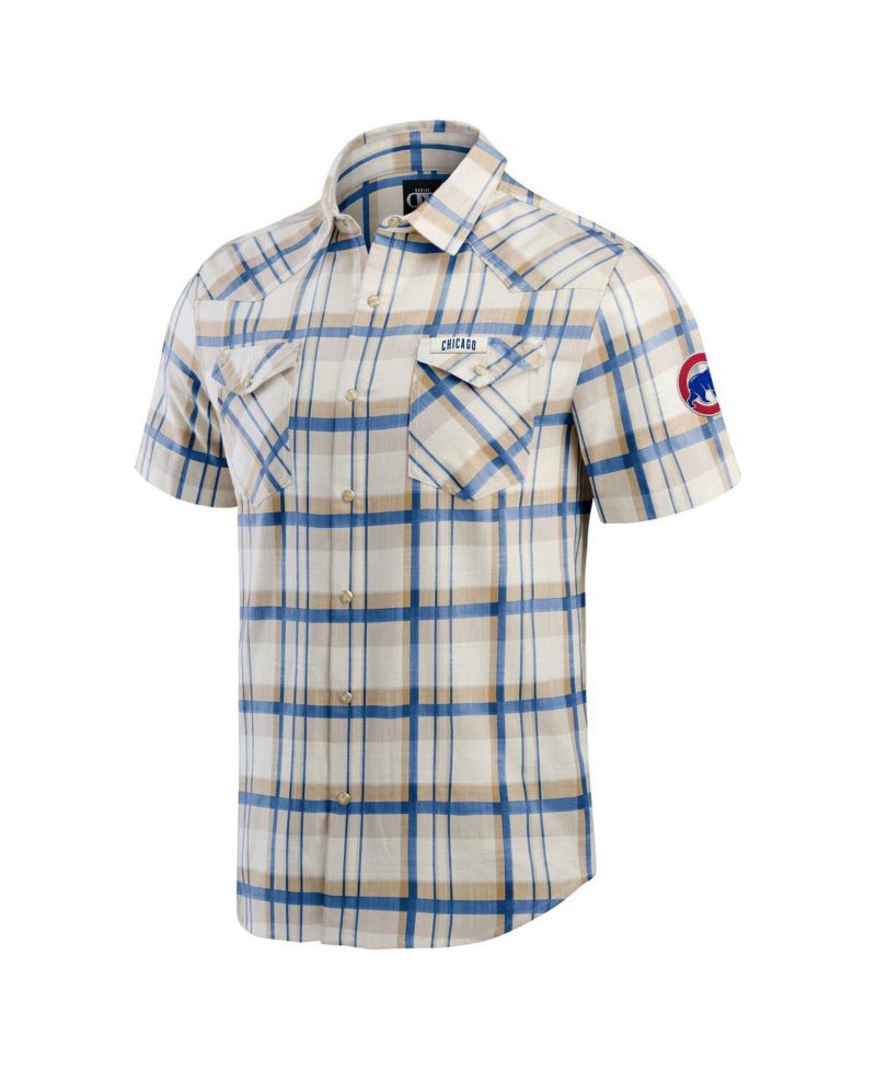 Men's Royal Chicago Cubs Plaid Full-Snap Shirt