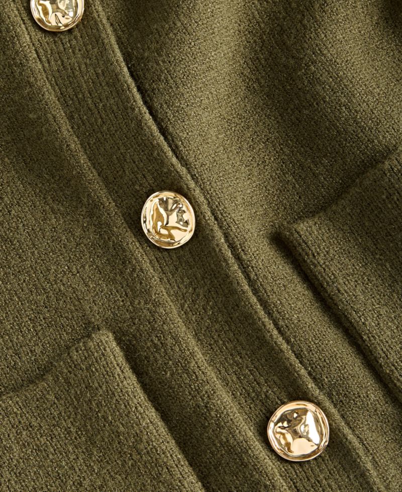 Petite Long-Sleeve Button-Front Cardigan