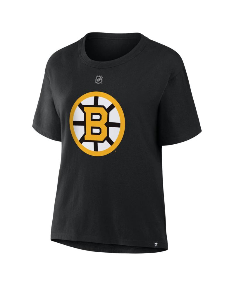 Women's Charlie McAvoy Black Boston Bruins Authentic Stack Name & Number T-Shirt