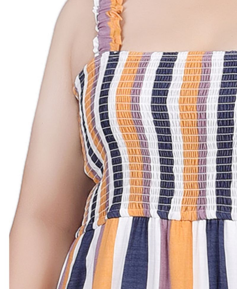 Plus Size Smocked-Bodice Tiered Dress