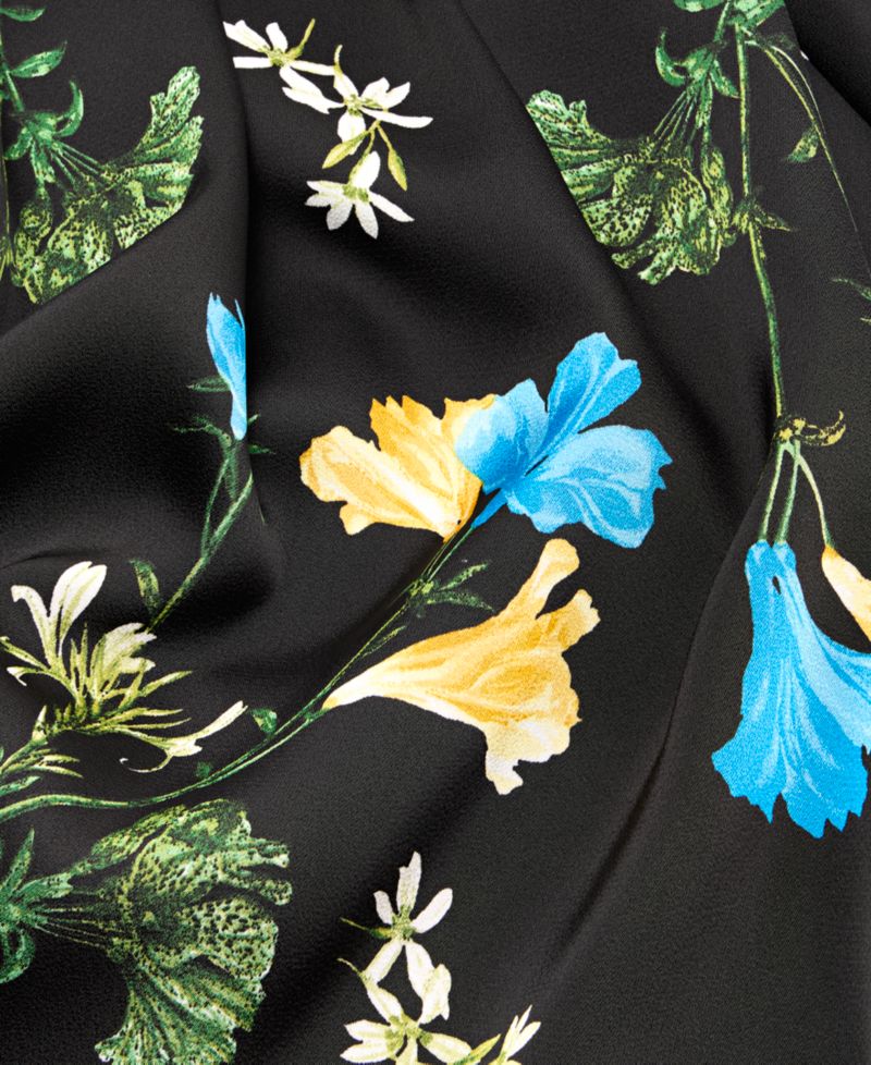 Women's Floral Satin Asymmetrical Hem Midi Dress
