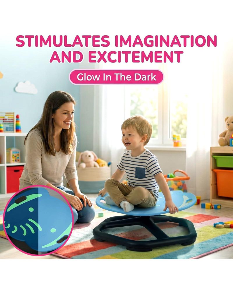 Spinning Sensory Chair, Glow-in-the-Dark Elephant Swivel Seat for ADHD/Autism, Non-Slip, Training Coordination